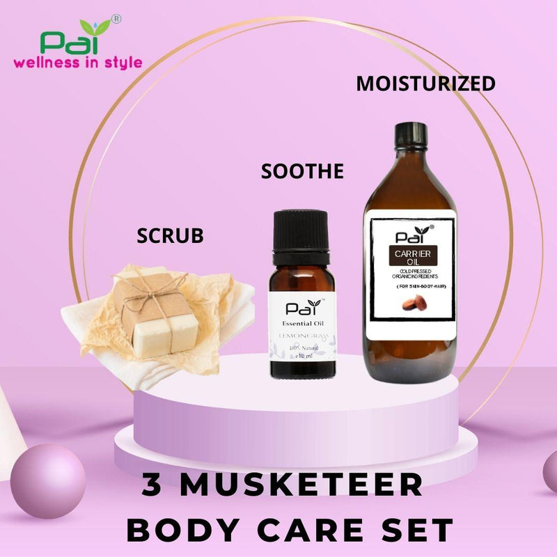 PAI Gift Set - 3 Musketeer Body Care Set Carrier Oil, Essential Oil & Organic Soap